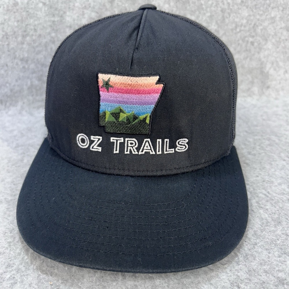 OZ Trails Arkansas NWA Trucker Hat Snapback Black Mesh Back Flat Bill Cap